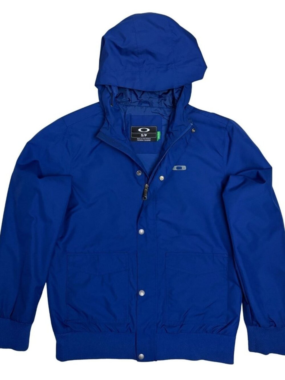 OAKLEY Winter Parka Coat Blue Hood Water Resistant Jacket Mens Small